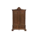 A late 1990s Ralph Lauren "Gelstone" mahogany effect two-door Armoire/ media unit fitted two short