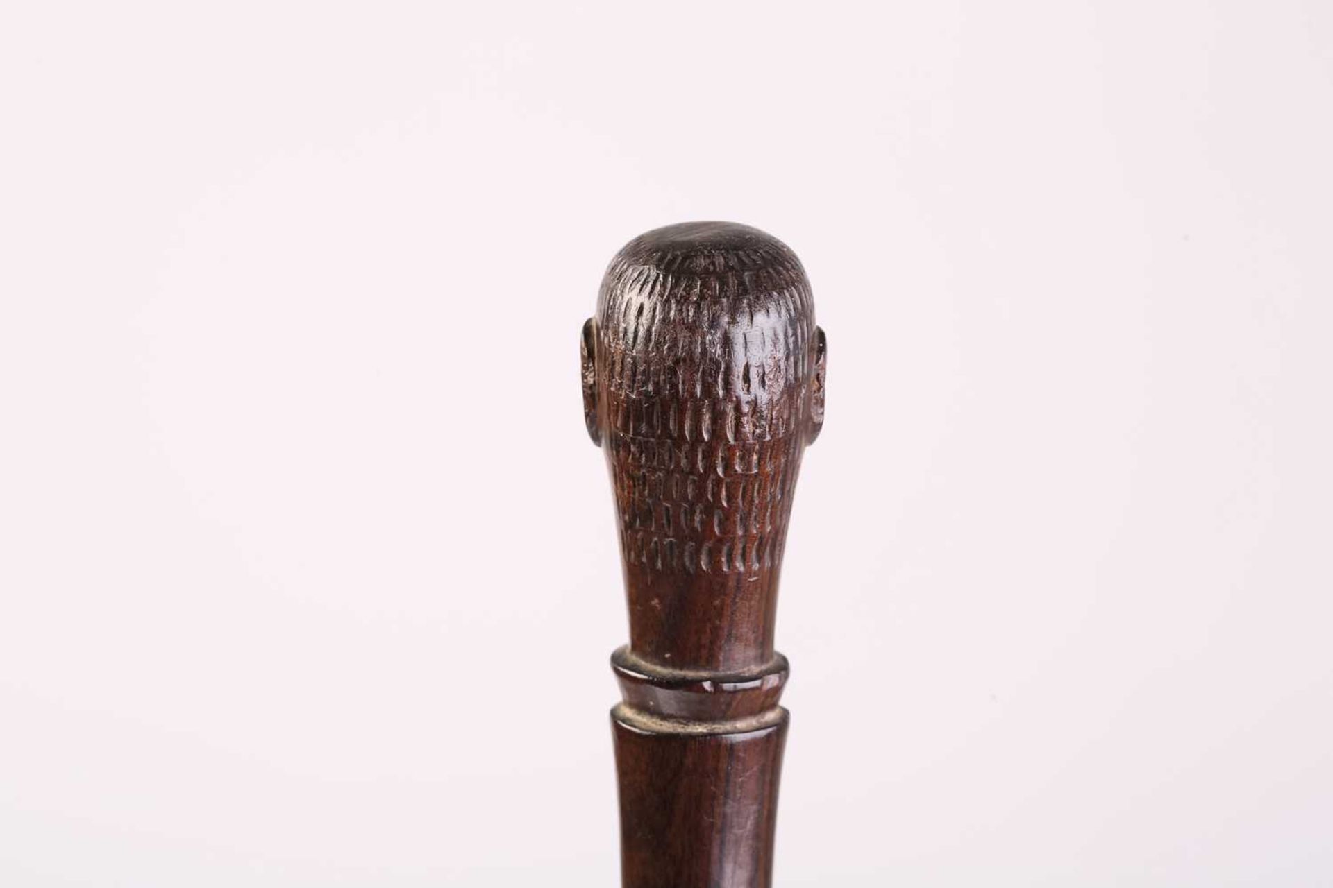 A collection of five African carved wood tribal staffs including two possibly Ovimbundu examples - Image 8 of 12