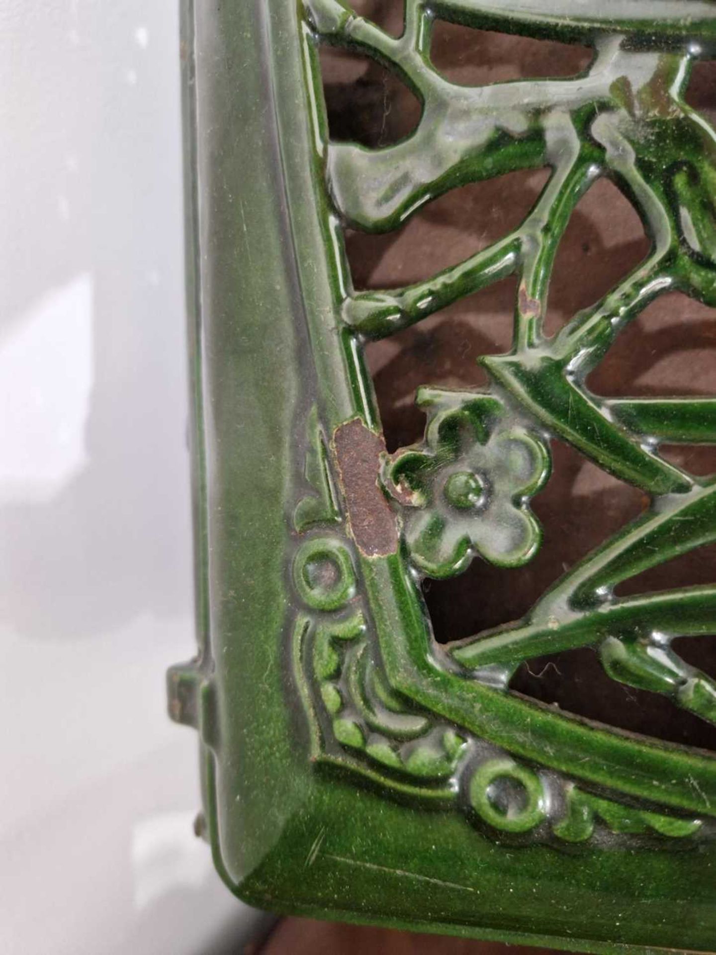 A Faure Revin 'Mah Jong' green enamelled stove, converted into an electric heater, 50 cm wide, 46 cm - Image 13 of 15