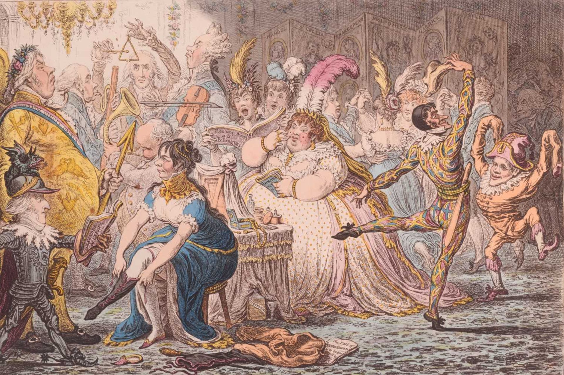 After James Gillray (1756-1815), 'Dilettanti Theatricals - or a Peep at the Green Room - Vide Pic- - Image 10 of 23