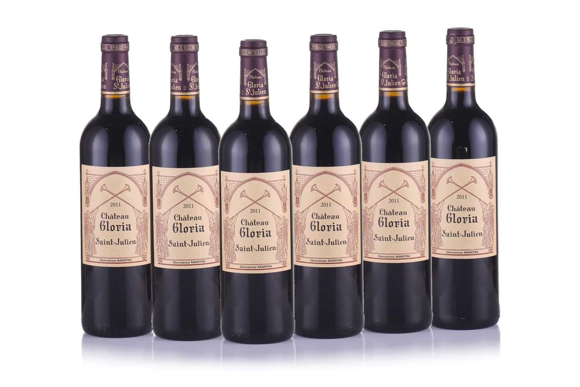Six bottles of Chateau Gloria St Julien Bordeaux, 2011, OWCPrivate collector in London Unopened