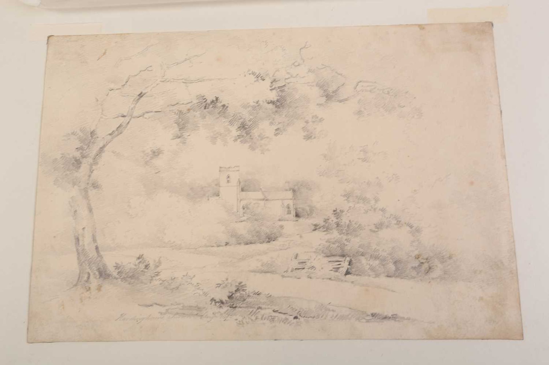 A folio of pencil works on paper by the Gurney family, some pupils of John Crome (1768-1821), - Image 3 of 20