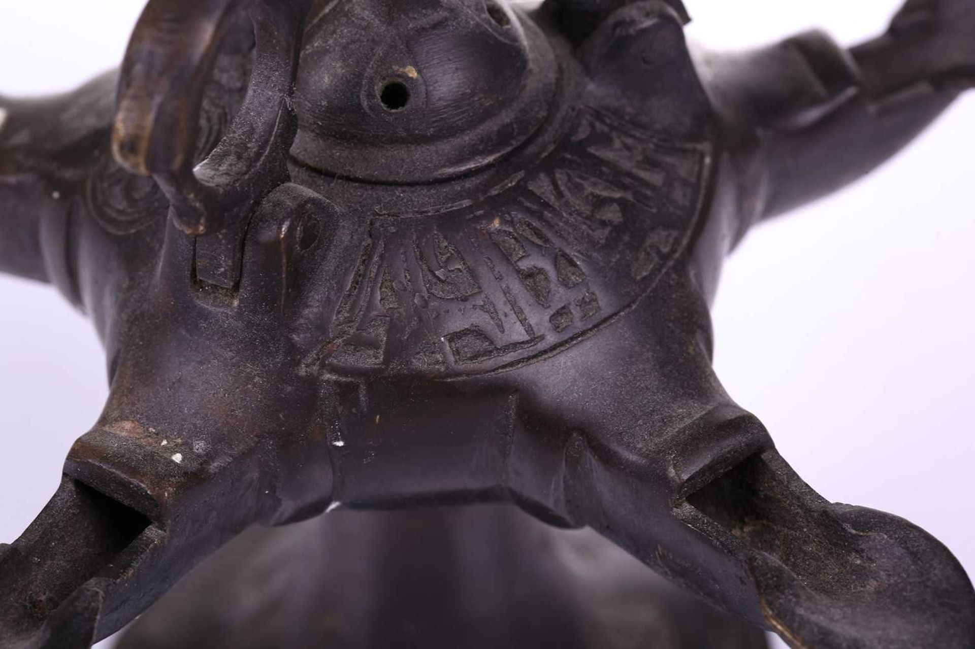 A Bactrian-style oil lamp, with five spouts around a central hinged lid and two mythical beast - Image 7 of 10