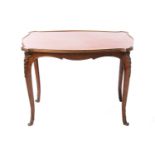 A 19th century French kingwood and parquetry occasional table, formerly an etagere, the shaped top