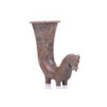 An Achaemenid style bronze rhyton, with horse head protome, the rim engraved with islamic script,