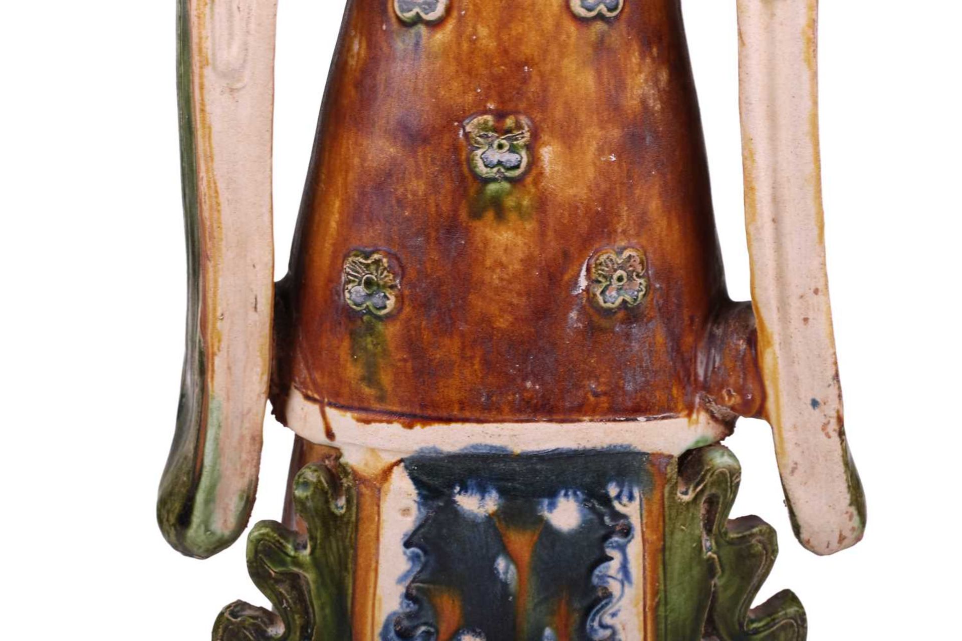 A Chinese sancai glazed pottery standing court figure, Minqi, (spirit object) possibly Tang dynasty, - Image 15 of 18