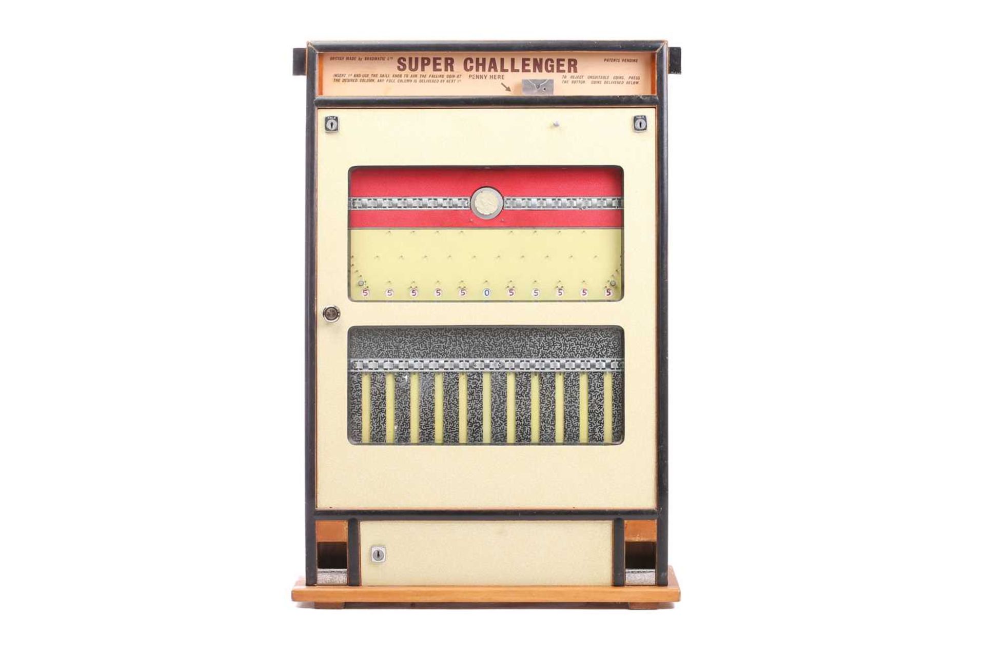 A Bradmatic Super Challenger 'Penny Falls' arcade machine, mid-20th century, in apparent working