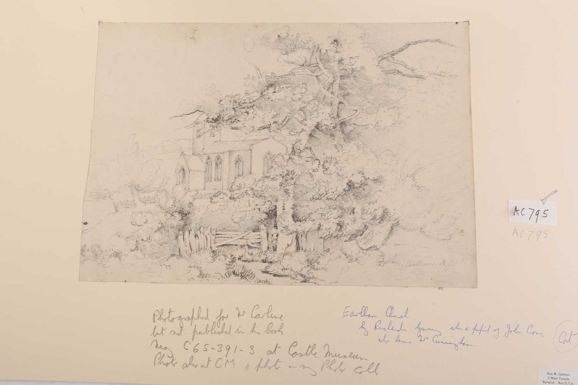A folio of pencil works on paper by the Gurney family, some pupils of John Crome (1768-1821), - Image 12 of 20