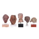 A small collection Pre Columbian and possibly Majapahit terra cotta figural fragments with signs