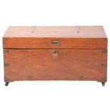 A late Victorian brass bound camphor wood campaign trunk, 94 cm wide x 45 cm deep x 48 cm overall