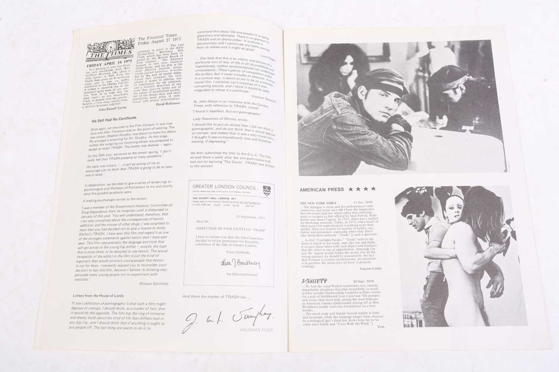 Andy Warhol (1928-1987): an original theatre programme for 'Pork', a 1971 play at the Round House, - Image 6 of 11