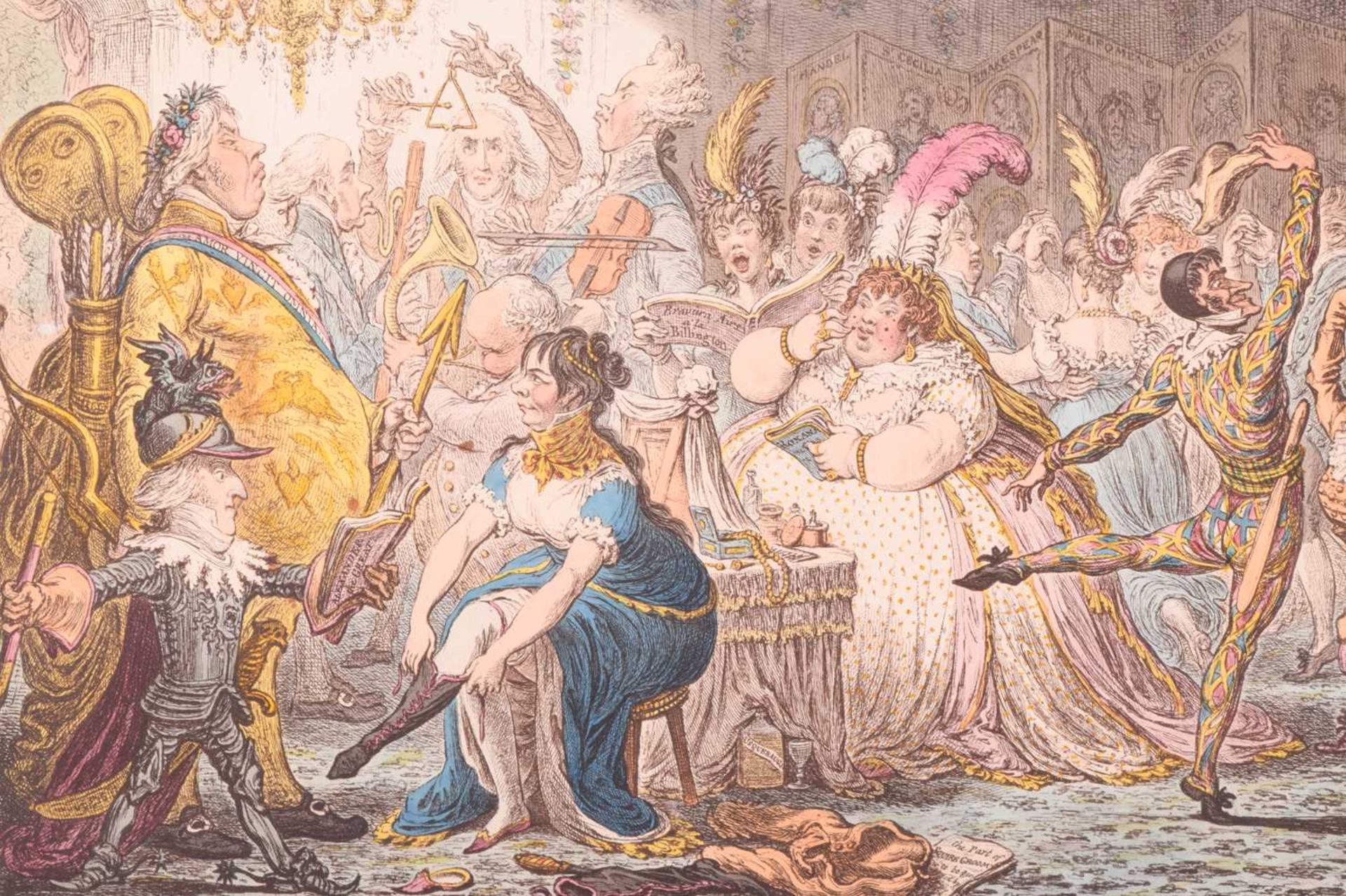 After James Gillray (1756-1815), 'Dilettanti Theatricals - or a Peep at the Green Room - Vide Pic- - Image 3 of 23