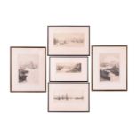 William Lionel Wylie (1851 - 1931), Five views of the River Thames, signed in pencil, one