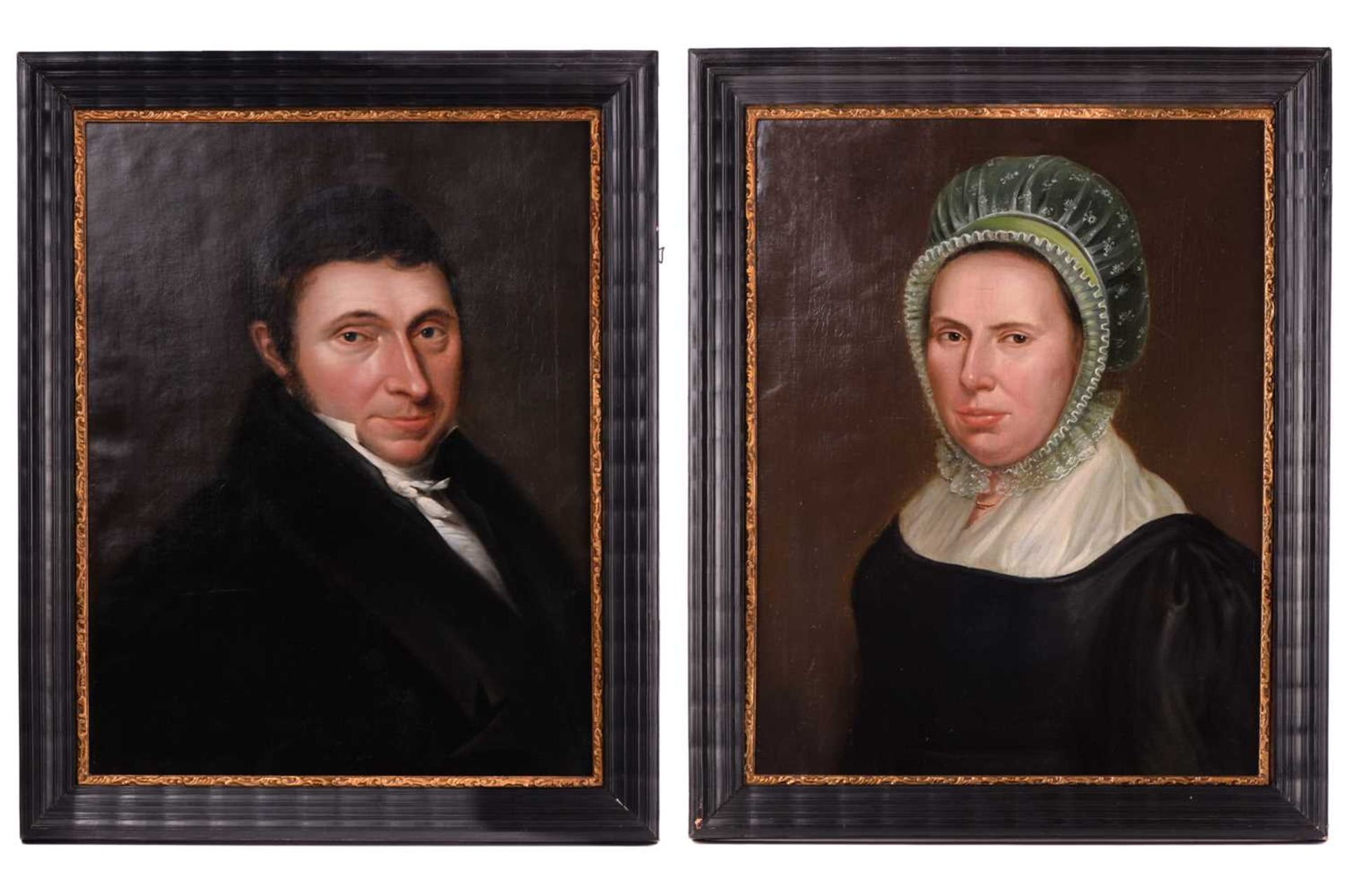 Mid-19th century, possibly Dutch School, a pair of portraits depicting a lady and a gentleman,