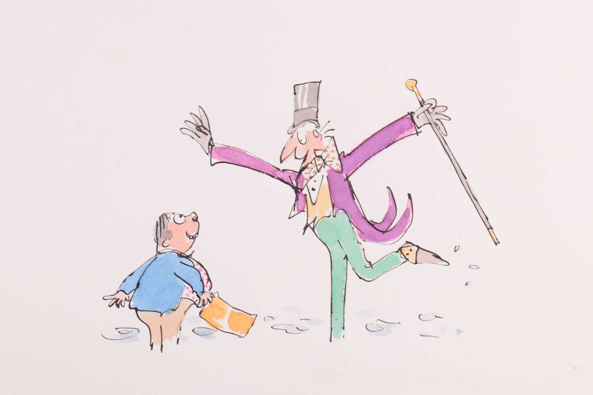 Quentin Blake (b.1932), Willy Wonka and Augustus Gloop holding a Golden Ticket, unsigned, - Image 6 of 10