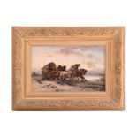 Adolf Van Der Venne (1828-1911) Austrian, Hungarian Post wagon, a horse-drawn wagon in a snowy