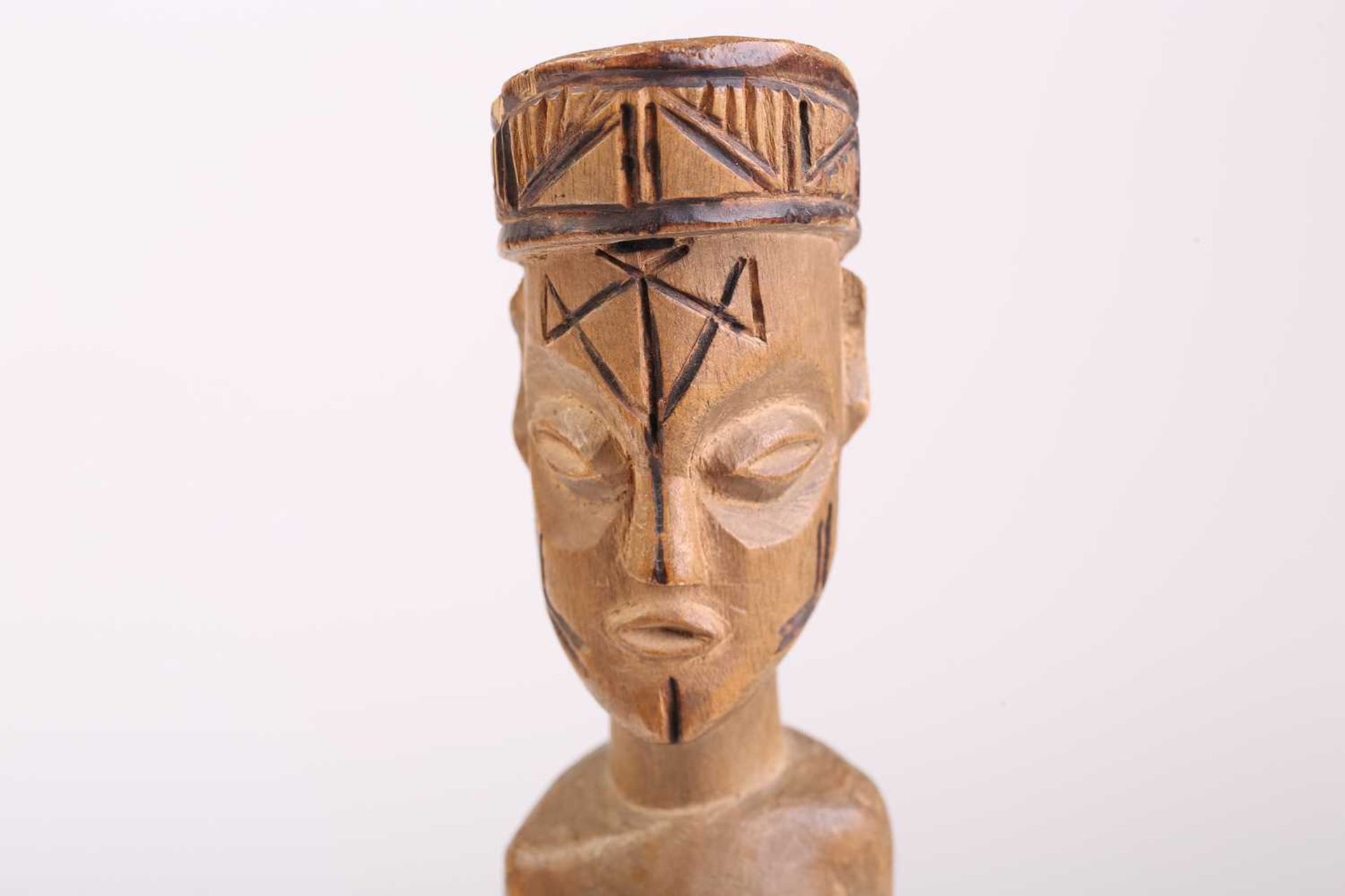 A collection of five African carved wood tribal staffs including two possibly Ovimbundu examples - Image 9 of 12