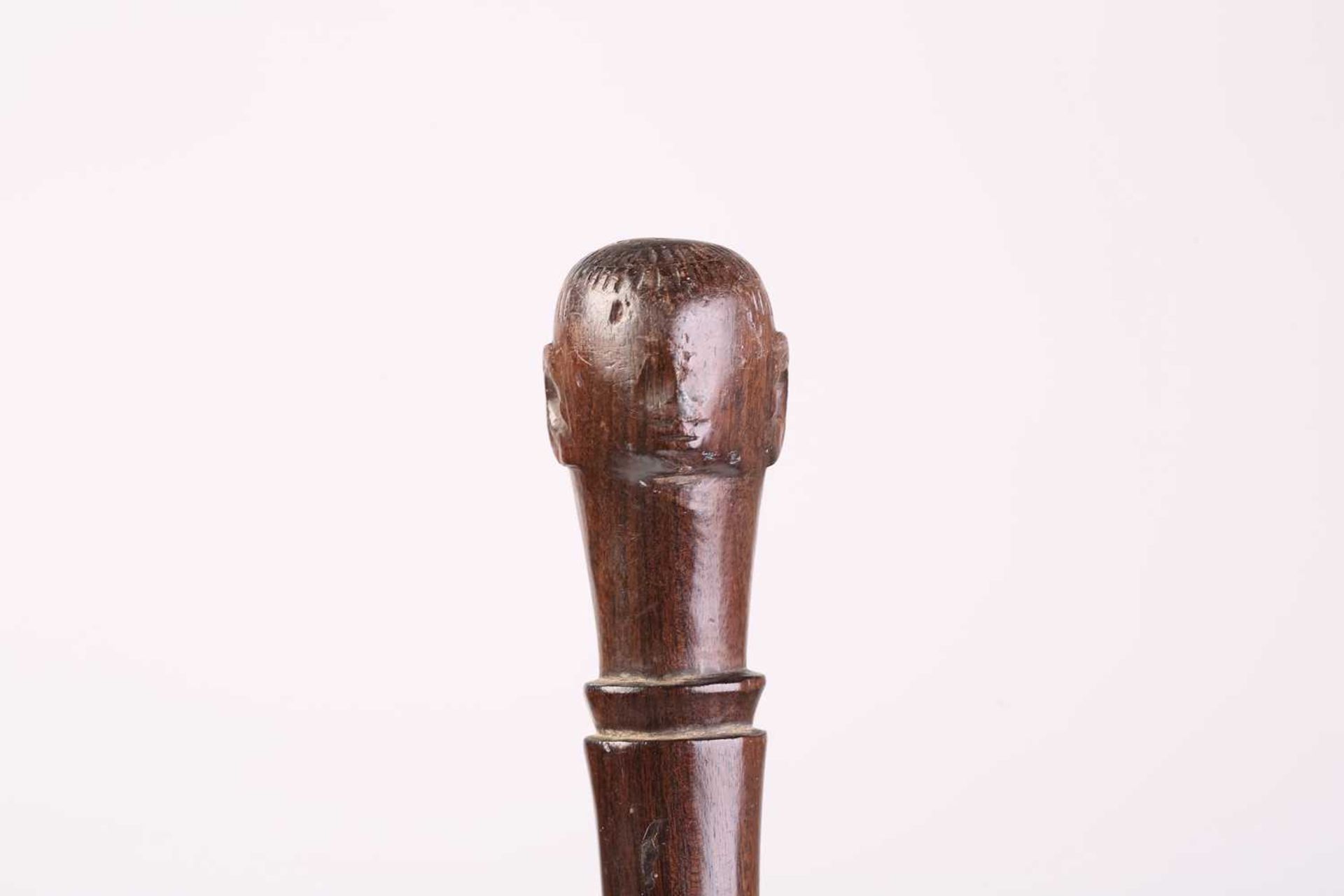 A collection of five African carved wood tribal staffs including two possibly Ovimbundu examples - Image 3 of 12