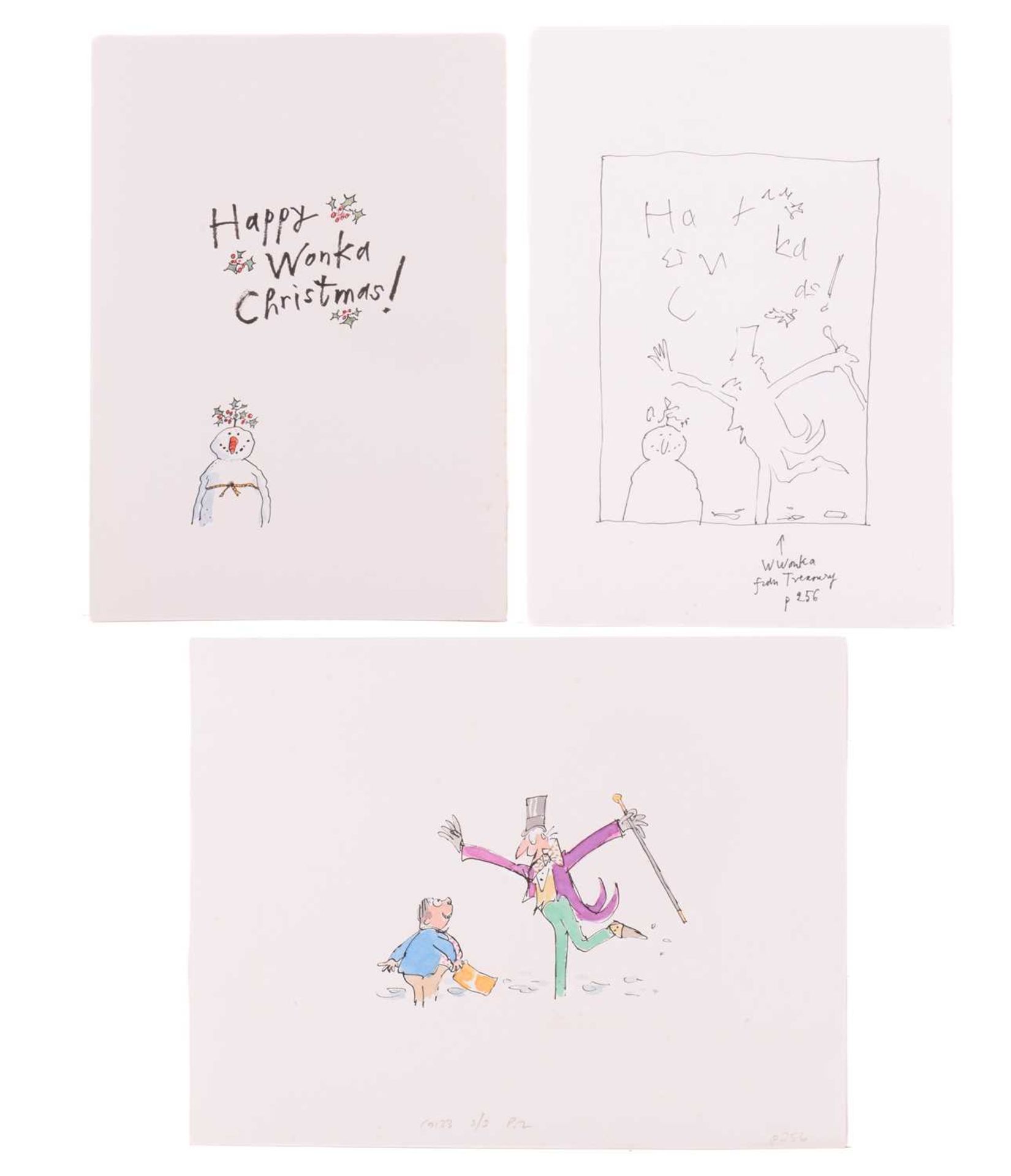 Quentin Blake (b.1932), Willy Wonka and Augustus Gloop holding a Golden Ticket, unsigned, - Image 3 of 10