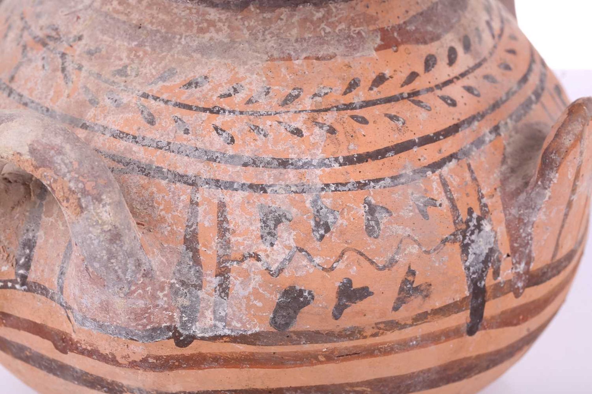 A large pottery 'Olla', Italian, Daunian, 4th century BC and later, the bulbous body with twin - Image 7 of 13