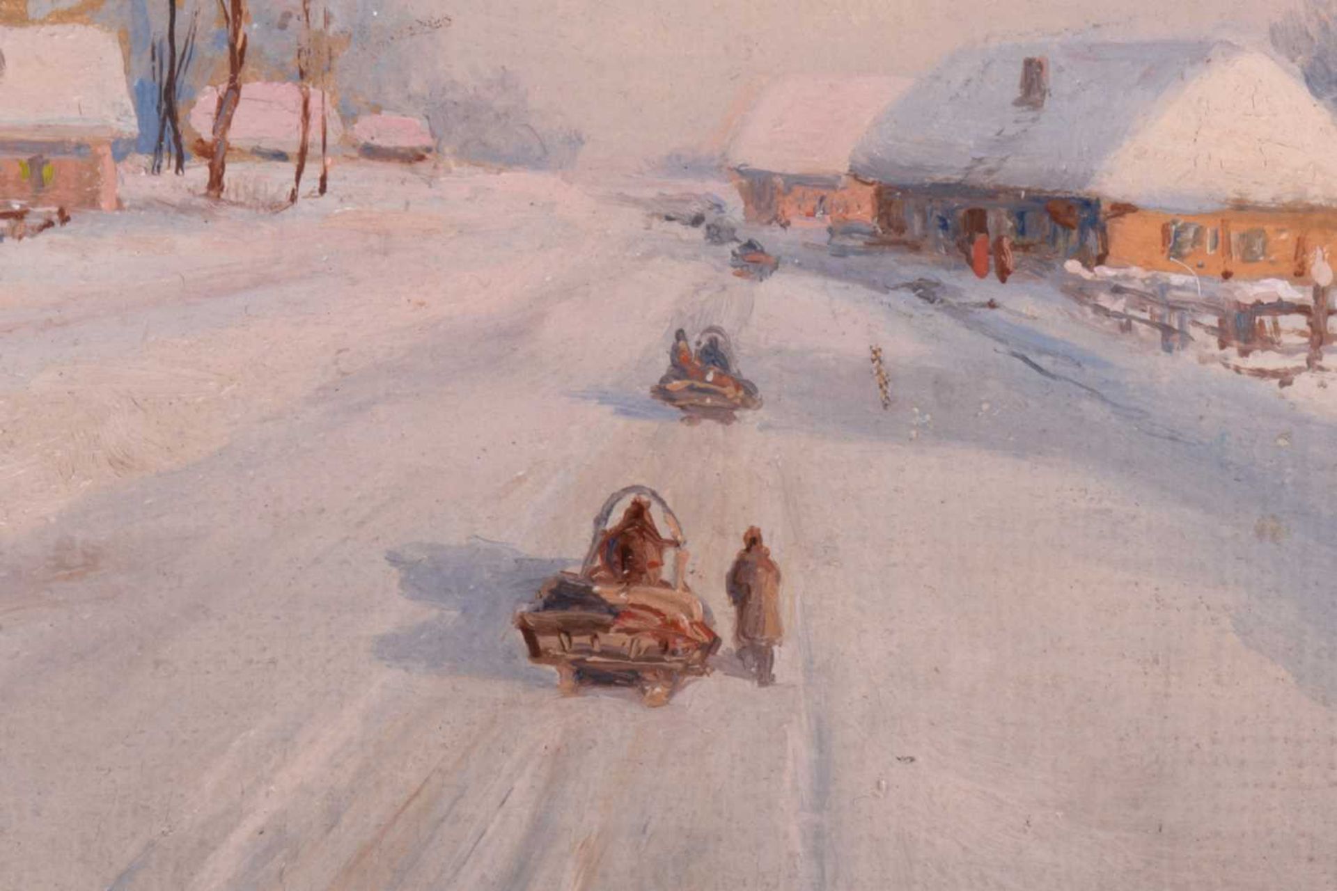 Fedor Vassilievich Belousov (1885 - 1939), A Winter Village Scene, signed and dated 1906, oil on - Image 3 of 12