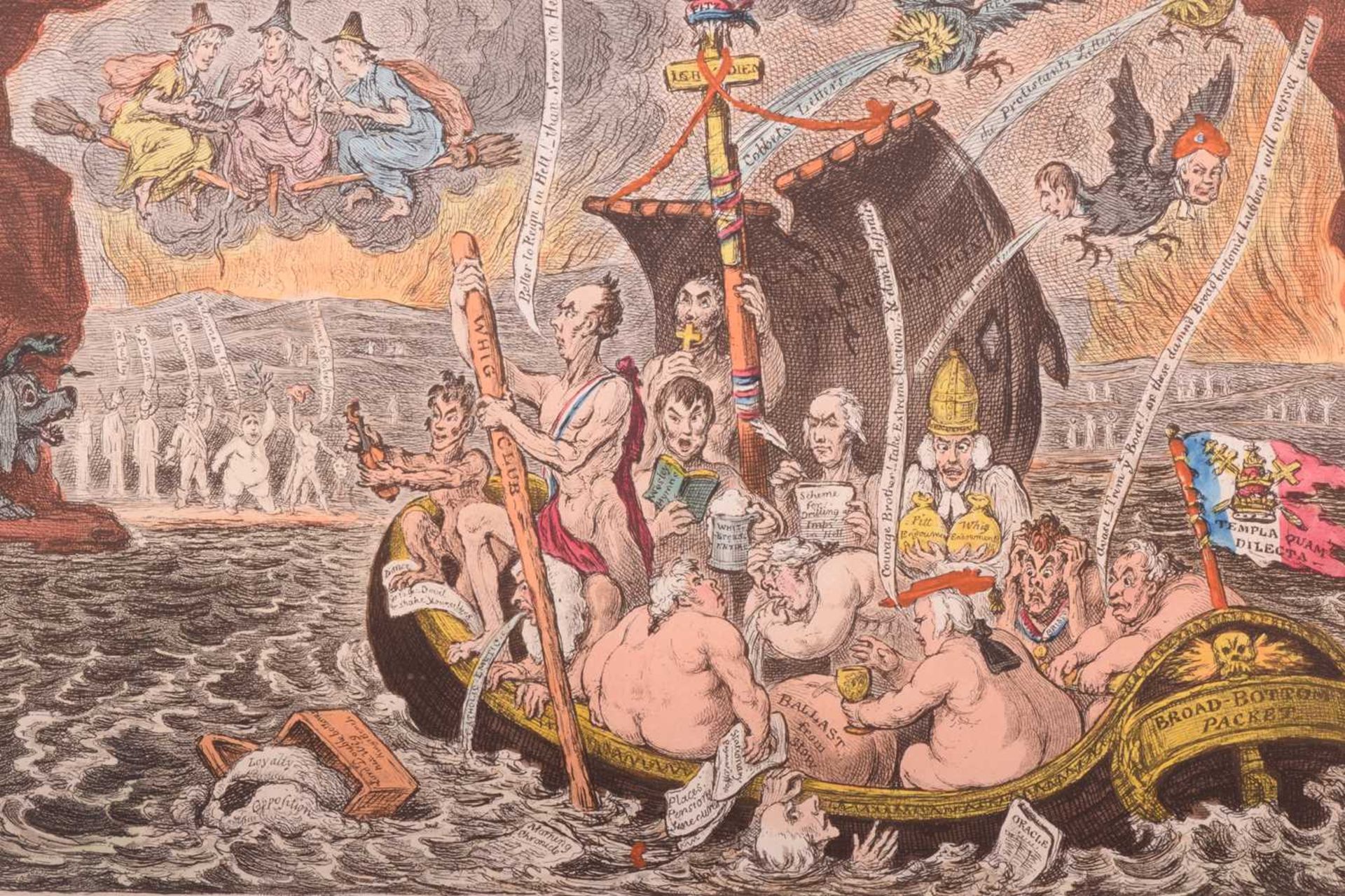 After James Gillray (1756-1815), 'Charon's Boat or the Ghosts of "all the Talents" taking their last - Image 10 of 16