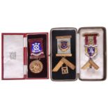 An 18ct gold Masonic Past Masters jewel for the Southwark Lodge No. 879, with enamelled lodge badge,