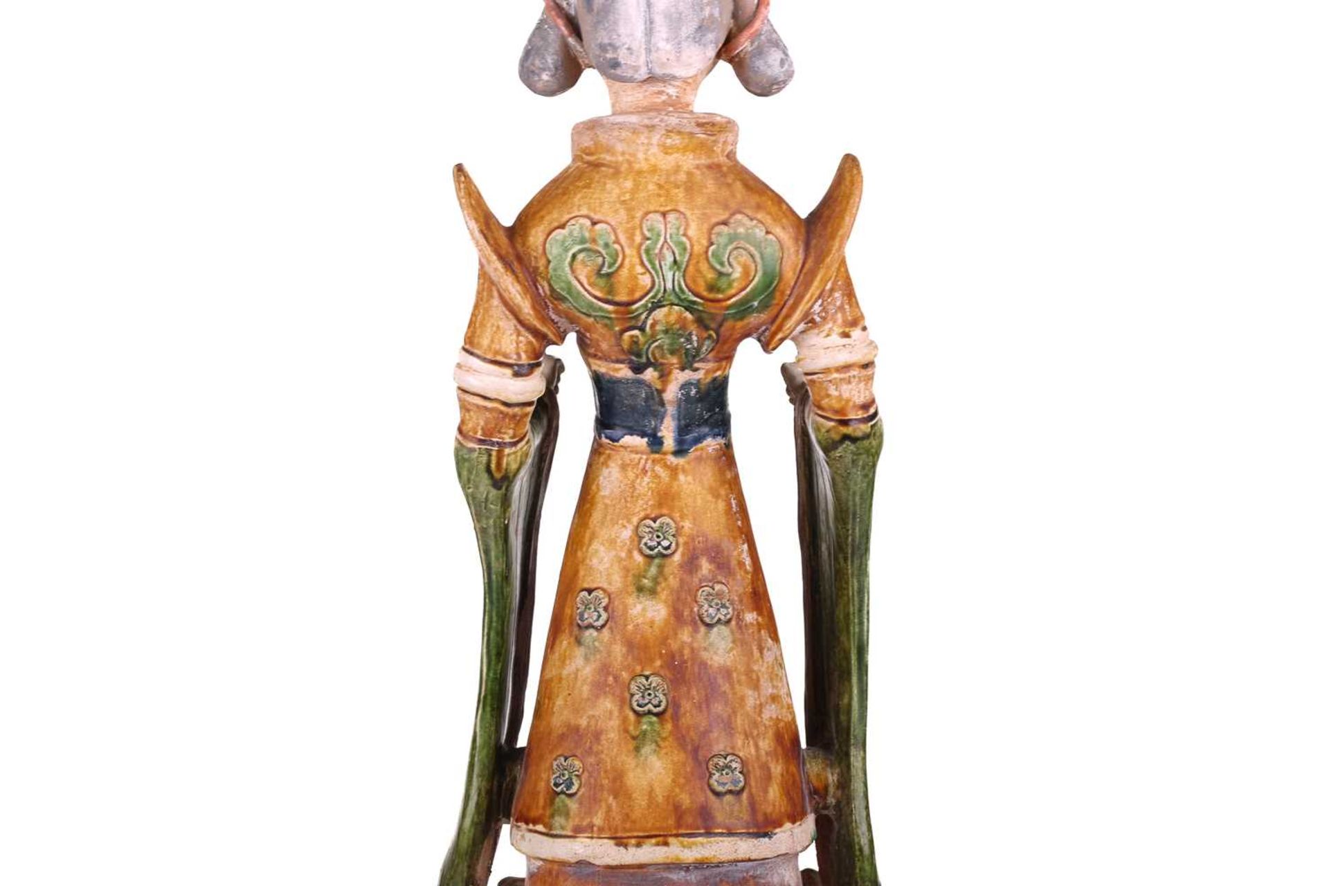 A Chinese sancai glazed pottery standing court figure, Minqi, (spirit object) possibly Tang dynasty, - Image 13 of 18