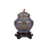 A Chinese cloisonne and champleve enamel gilt bronze baluster jar and cover, probably the first half