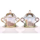 Two Royal Worcester porcelain for Goviers of Sidmouth, commemorative loving cups, saucers and