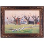 Nina Hill (1877 - 1970), Ducks on Shamley Green, signed, oil on canvas, 51 x 76 cm, framed, frame 69
