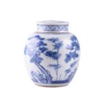 A Chinese porcelain Blue and White ginger jar and cover, painted with 'The Three Friends Of