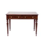 A William IV mahogany writing desk, the leather inset rectangular top with a moulded edge over a