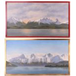 Simon Harling (b.1950), Two views of Swiss Oberland - a pair, unsigned, oil on canvas, 61 x 112