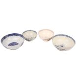 A collection of four English ceramic bowls, including a Leeds creamware example, circa 1775,