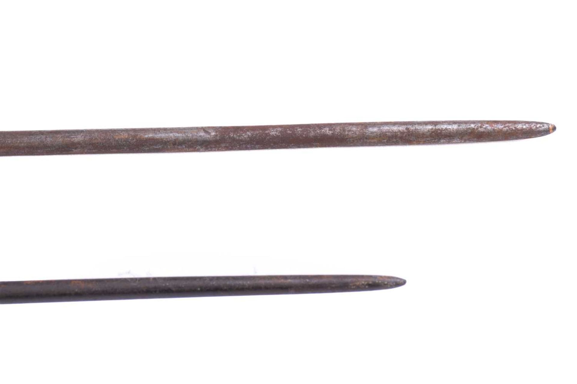 A large Maasai double-ended hunting spear, 20th century, with ridged double-sided iron blade and - Image 9 of 9