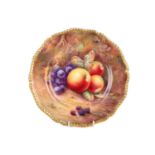A 20th-century Royal Worcester fruit-painted dessert plate, painted by Horace Price with a gilt