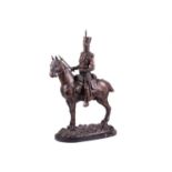 Manner of John Skeaping, a contemporary patinated bronze figure of a mounted French Hussar, late