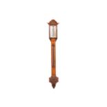 Adie, 395 Strand, London, a Victorian oak mercurial stick barometer, the shaped and scroll carved
