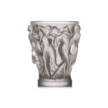 A Lalique 'Bacchantes' frosted glass vase, depicting dancing nudes, after the original 1927