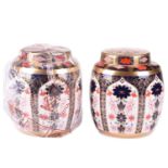 A pair of Royal Crown Derby 'Old Imari' bone China ginger jars and covers, both bearing the date