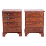 A pair of George III style mahogany pedestal chests of drawers, 19th century and later