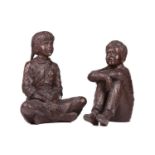 Dennis Smith (b.1942) American, a pair of bronzes depicting seated children, signed and dated '94,