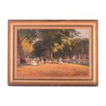 John Harwood (1904 - 1980), Park Promenade, signed, oil on canvas, 30 x 45 cm, framed, frame 41 x 56