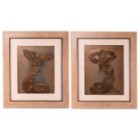 Lam Lee (20th century), pair of female nudes, prints, 58 cm x 45 cm, in heavy wood-backed frames.