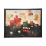 John & Elli Milan (contemporary) American, abstract landscape featuring a flat foreground leading to