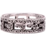 Gucci - a silver ring in 'Square G' cut-out design, embellished with Arabesque-style engravings