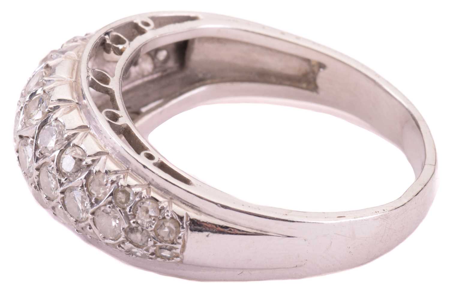 A diamond dress ring, designed as a half hoop set throughout with three rows of round brilliant - Image 4 of 5