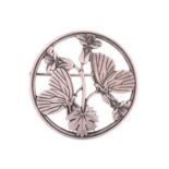 Georg Jensen - a butterfly brooch, depicting two butterflies resting upon bellflowers, fitted with