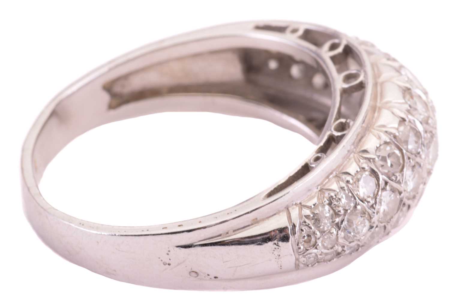 A diamond dress ring, designed as a half hoop set throughout with three rows of round brilliant - Image 3 of 5